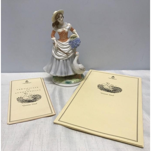 188 - Royal Worcester Pastoral collection, figurine Goose Girl Ltd Edition 1289 of 5000, CW 132, C1994. 21... 