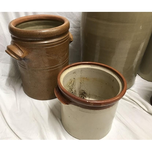 198 - Ironstone pottery, very large container 54cms h, corked jug with single handle stamped Bourne Denby ... 