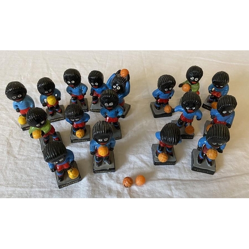 206 - Robertson's Golly footballers x 17. 7 x marked hand painted foreign to base, 1 x foreign to base, 2 ... 