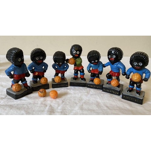 206 - Robertson's Golly footballers x 17. 7 x marked hand painted foreign to base, 1 x foreign to base, 2 ... 