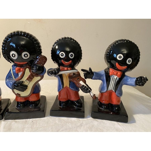 208 - Five limited edition Carlton Ware Robertson Golly Band figures, approx. 20cms h, Violinist 50/250 wi... 