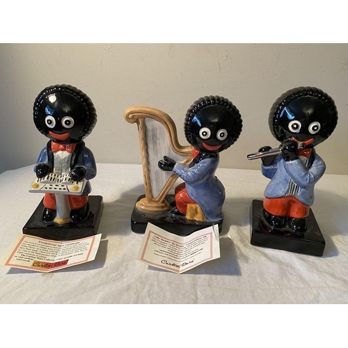 209 - Three limited edition Carlton Ware Robertson Golly band figures, Keyboard player trial No. 100 with ... 