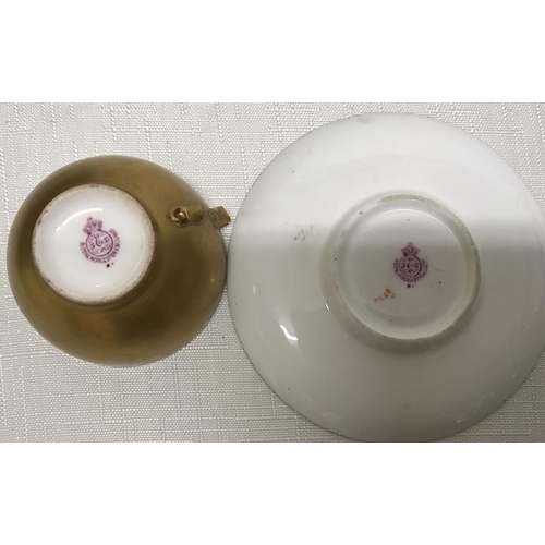 223 - Royal Worcester hand painted fruit design cup and saucer signed Ricketts. Saucer 9.5cm d cup 5.5cm d... 