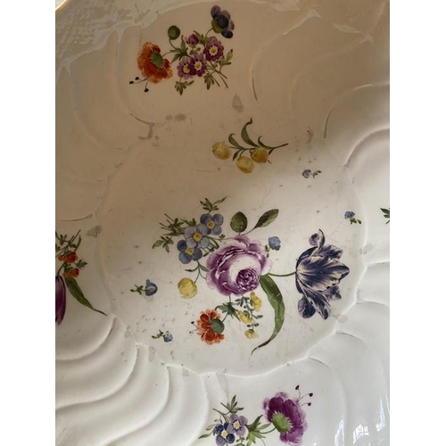 228 - Three 18thC Meissen dishes, two 28cms d, one at 25cms d decorated with floral sprigs.