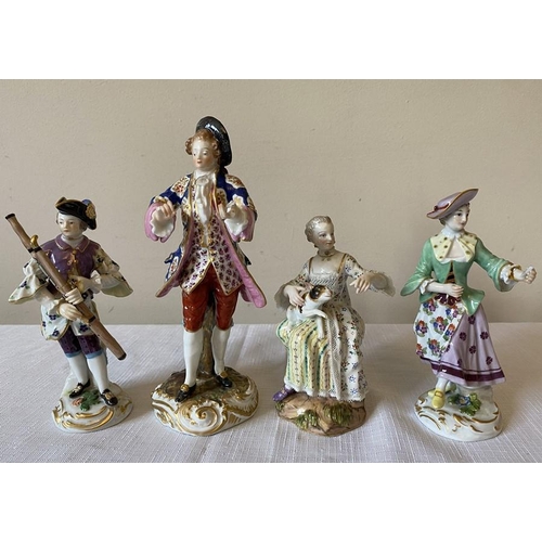 233 - Four 19thC Meissen figures. Tallest 18cms. All a/f.