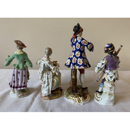 233 - Four 19thC Meissen figures. Tallest 18cms. All a/f.