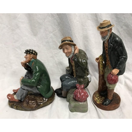 242 - Three Royal Doulton figurines. The Wayfarer HN2362, 15cms h, Owd Willum HN2042, 17cms h and The Gaff... 