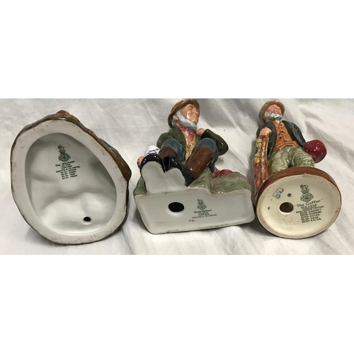 242 - Three Royal Doulton figurines. The Wayfarer HN2362, 15cms h, Owd Willum HN2042, 17cms h and The Gaff... 