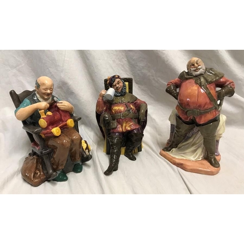 243 - Three Royal Doulton figures, The Toymaker HN2250, 16cms h, The Foaming Quart HN2162, 17cms h and Fal... 