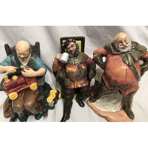 243 - Three Royal Doulton figures, The Toymaker HN2250, 16cms h, The Foaming Quart HN2162, 17cms h and Fal... 