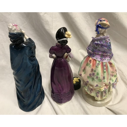 244 - Three Royal Doulton Lady figurines. Masque HN2554, 23cms h, Good Day Sir HN2896, 21cms h and Phyllis... 