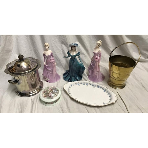 247 - Mixed lot, three Coalport figures. 2 x Veronica pink dress, 21cms h and Christina 20cms h, Royal Dou... 