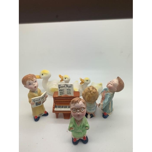 248 - Ceramics to include Beswick Goodnight choir (some a.f), Beswick ducks a/f, Beswick Beatrix Potters, ... 