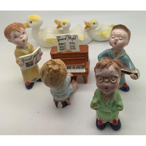 248 - Ceramics to include Beswick Goodnight choir (some a.f), Beswick ducks a/f, Beswick Beatrix Potters, ... 