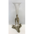 Tall silver plate single flute epergne, 48cms h, 22cms w.