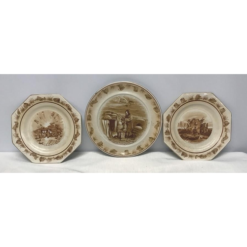 268 - Grimwades Bruce Bairns father ware, Old Bill WWI plates, one large plate 24.5cms w and two hexagonal... 