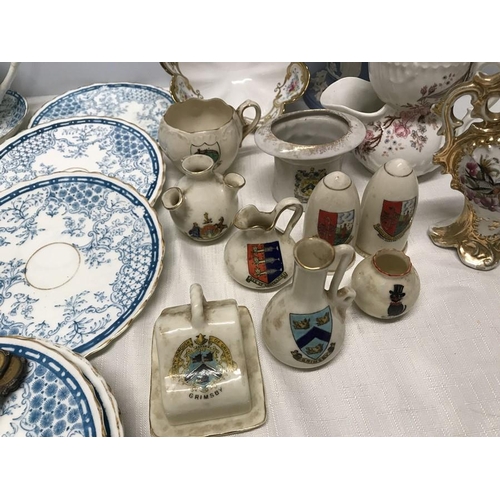 269 - Pottery selection, Victorian blue and white part tea set 25 pieces, Wedgwood blue jasper vase 18cms ... 