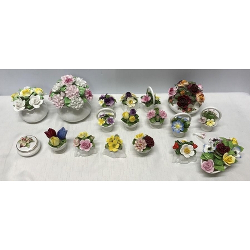 282 - A collection of pottery posy ornaments including 2 x Royal Doulton, 13 Aynsley, 1 Royal Albert and 1... 