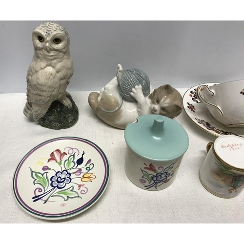 283 - Mixed pottery selection including Royal Doulton Whyte and Mackay Whisky Snowy Owl, 200ml with conten... 