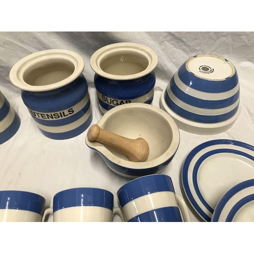 298 - Blue and white Cornish kitchen and tea ware, some cloverleaf, some TG Green Special Edition 2004, su... 