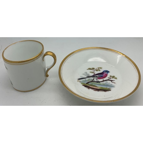 314 - Two cups/saucers comprising a 19thC Meissen ornithological coffee can and saucer with a Paris porcel... 