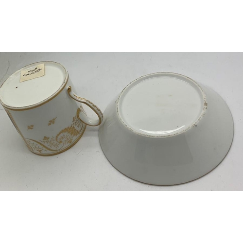 314 - Two cups/saucers comprising a 19thC Meissen ornithological coffee can and saucer with a Paris porcel... 