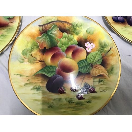 330 - Brookdale Fine Bone China, Fruit bowl 26cms w x 11.5cms h and six decorative plates 28cms w. One pla... 