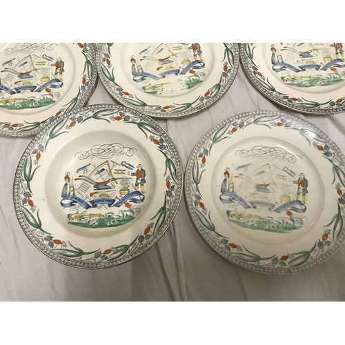 335 - Burgess and Leigh Farmers Arms plates. God Speed the Plough, 4 bowl plates 22cms w, 4 dinner plates ... 