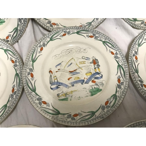 335 - Burgess and Leigh Farmers Arms plates. God Speed the Plough, 4 bowl plates 22cms w, 4 dinner plates ... 