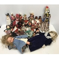 Collection of International dress dolls, a puppet doll and glove puppet, a plastic Famosa doll and a... 