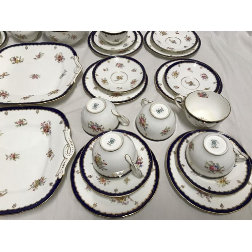 363 - Coalport part tea services. 40 pieces. 12 cups saucers and side plates, 2 cake plates, milk jug and ... 