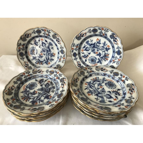 367 - Twelve 19thC Meissen plates, 21cms d, impressed and blue printed mark to rear.