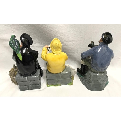 370 - Three Royal Doulton figurines. Shore Leave HN2254, 18.5cms, The Boatman HN2417, 17.5cms h and The Lo... 