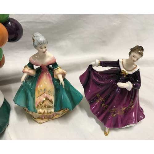 373 - Royal Doulton figures, The Balloon Seller HN1315, 19cms h and three signature edition Peggy Davies d... 