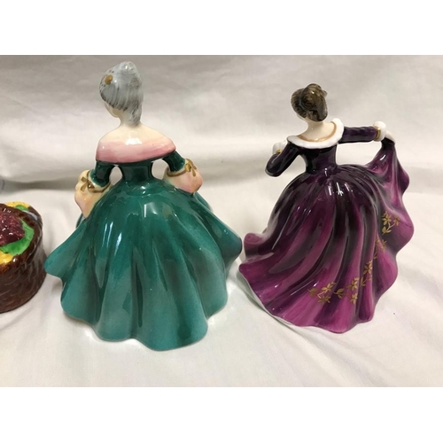 373 - Royal Doulton figures, The Balloon Seller HN1315, 19cms h and three signature edition Peggy Davies d... 