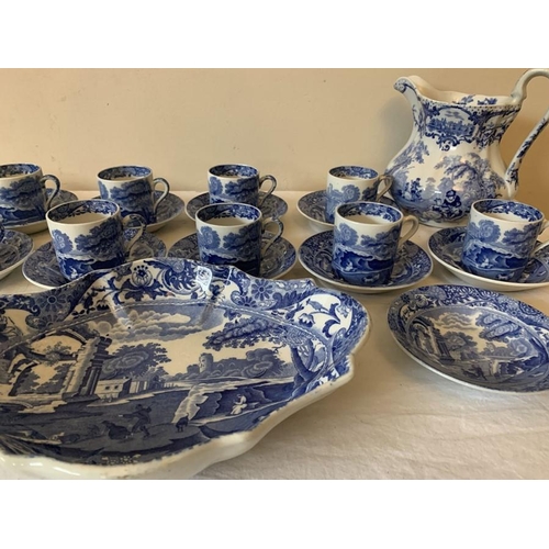 383 - Eleven coffee cans and 12 saucers Copeland in Spode's Italian Pattern with oval dish in the same pat... 