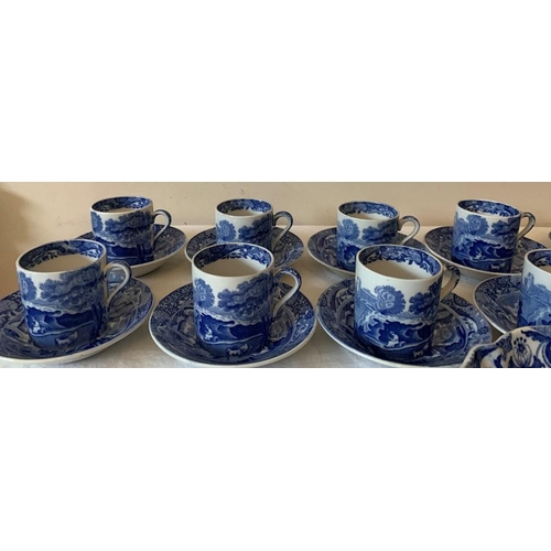 383 - Eleven coffee cans and 12 saucers Copeland in Spode's Italian Pattern with oval dish in the same pat... 