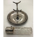 Hallmarked silver ring tree, Birmingham 1912 together with silver topped scent bottle Birmingham 190... 