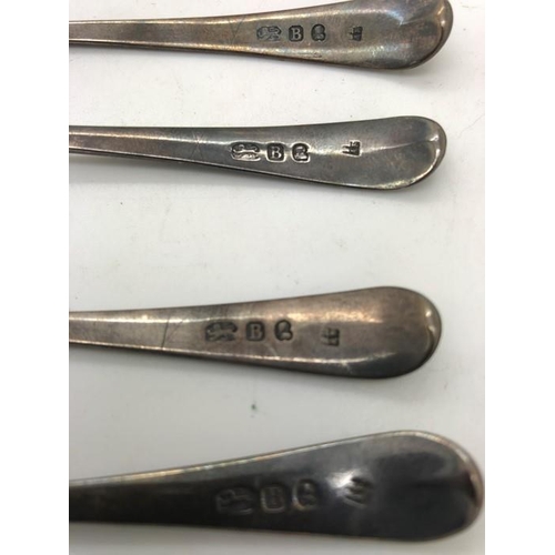 65 - Five hallmarked silver teaspoons, Peter and Ann Bateman. 80.3gms.