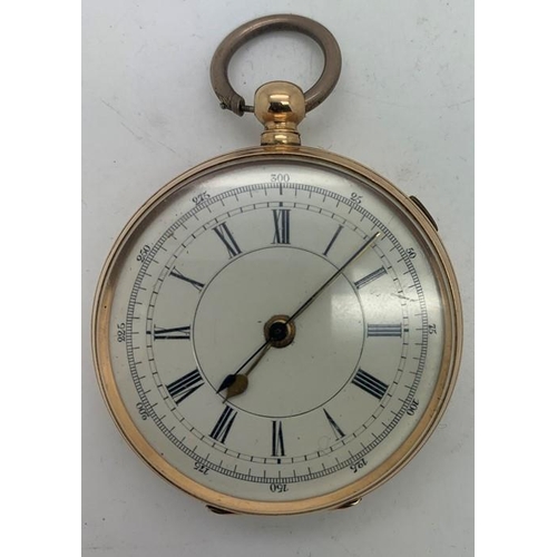 698 - A yellow metal cased pocket watch marked 14K to outer case. 101.6gms.