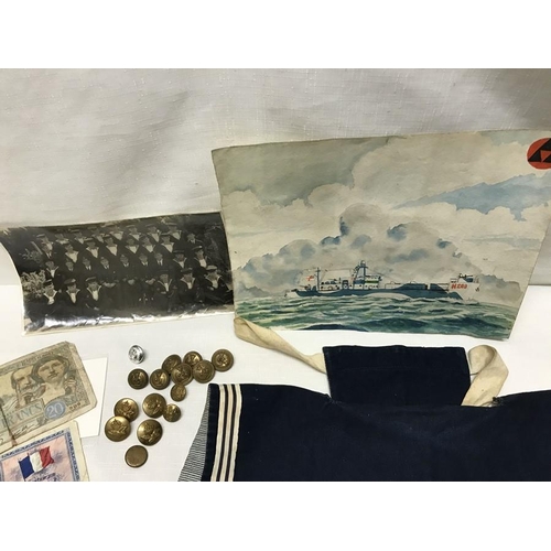 7 - WW II Royal Navy, Sailors Rates square rig, Crew photo support squadron 1944, Watercolour of H269, N... 