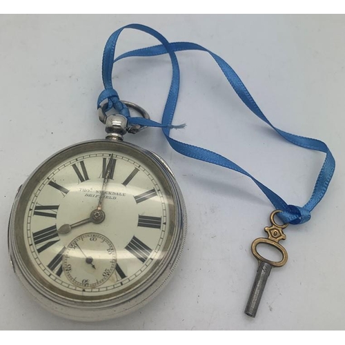 726 - Silver cased pocket watch with subsidiary seconds dial, Chester 1887, Thomas Stockdale, Driffield ma... 