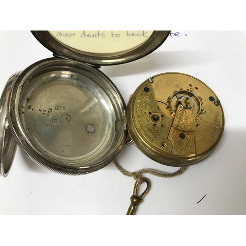 730 - Waltham silver cased pocket watch, Am Watch Co, hallmarked A.L.D Birmingham 1927. Fattorini and Sons... 