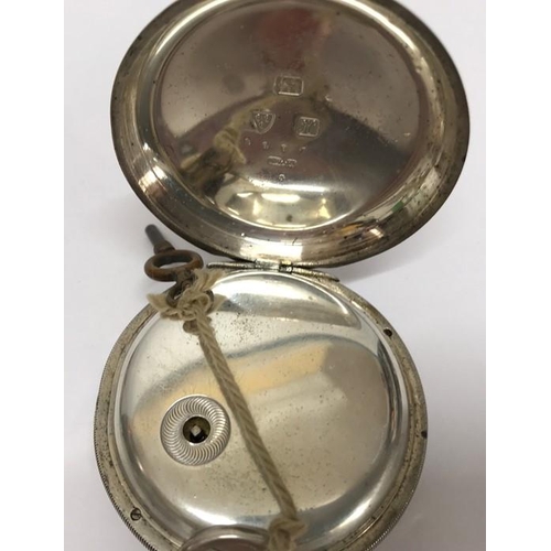 731 - Hallmarked silver pocket watch, W.H Wightman, Notts, hallmarked Chester 1910. 6cms w, gross weight 1... 