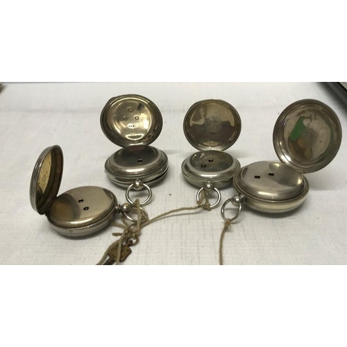 734 - Collection of four silver plated key wind pocket watches, one A W W Co Waltham, one La Pive KFS and ... 