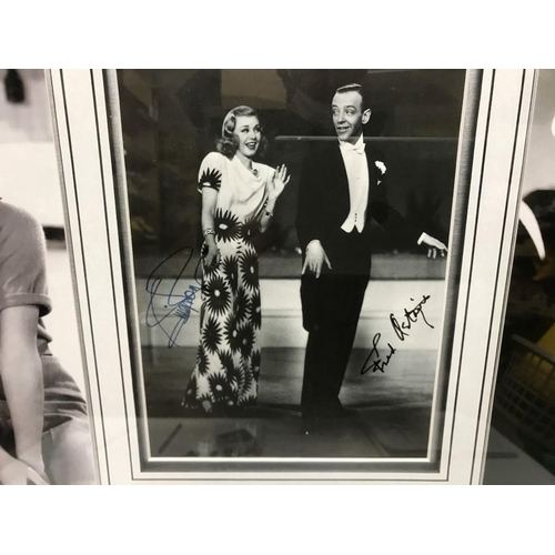 760 - Large framed photograph prints, Authentic Autographs Fred Astaire and Ginger Rogers. 50 h x 94cms w ... 