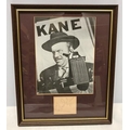 Framed autograph and photo print Orson Welles. KANE. Autograph on paper 8 x 7cms and photo print 26 ... 