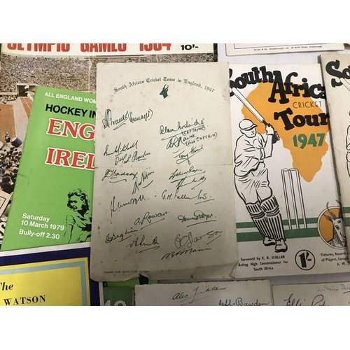 766 - Collection of cricket programmes and magazines, signed photos, MCC South Africa 1956, signed paper w... 