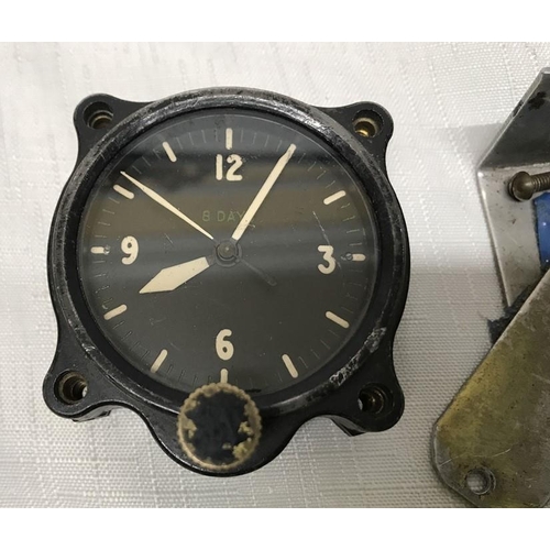 785 - World War II aircraft cockpit 8 day clock, Mk 4. 6A, working order, 6cms w.