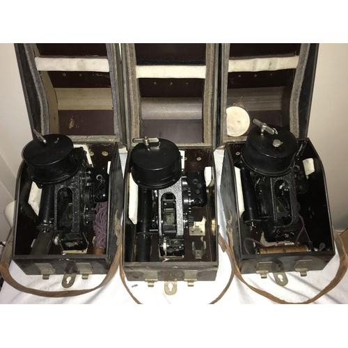 787 - Three WW II RAF bubble sextant MK IX for heavy bomber housed in a lingham case.